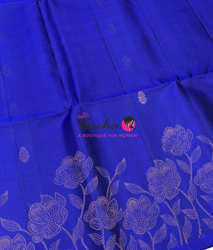 Pure Soft Silk Saree  - Blue With Dual Tone Green - VVPSS094