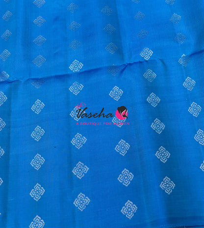 Pure Soft Silk Saree - Border Less  - Brown & Blue Combo - VVPSS066