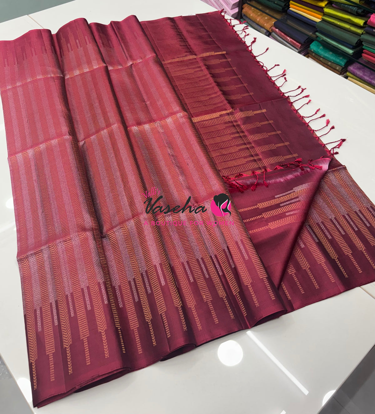Pure Soft Silk Saree  -  Maroon Shade - VVPSS129