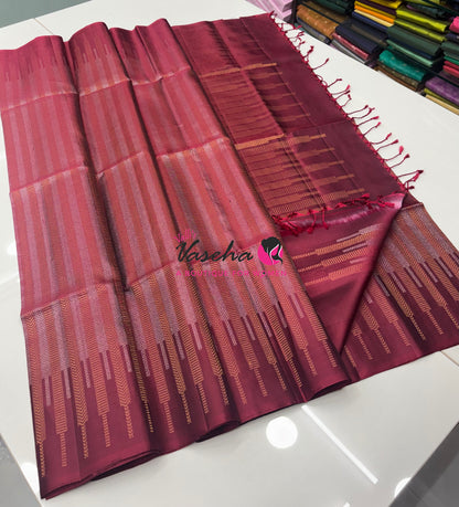 Pure Soft Silk Saree  -  Maroon Shade - VVPSS129
