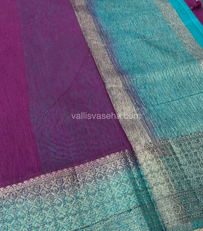 Bamboo Silk Saree  - Wine with Green Shade - VVBSS001
