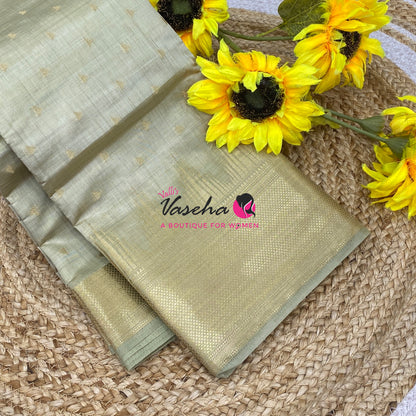 Semi Tussar Silk Saree | Grey Shade |VVSTS054