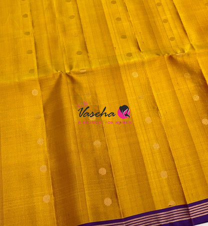 Pure Soft Silk Saree  - Yellow With Violetish Blue Combo - VVPSS151
