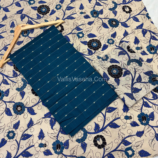 Unstitched Salwar Material -Raw Silk - Ramar Blue Shade  - VVUSM012