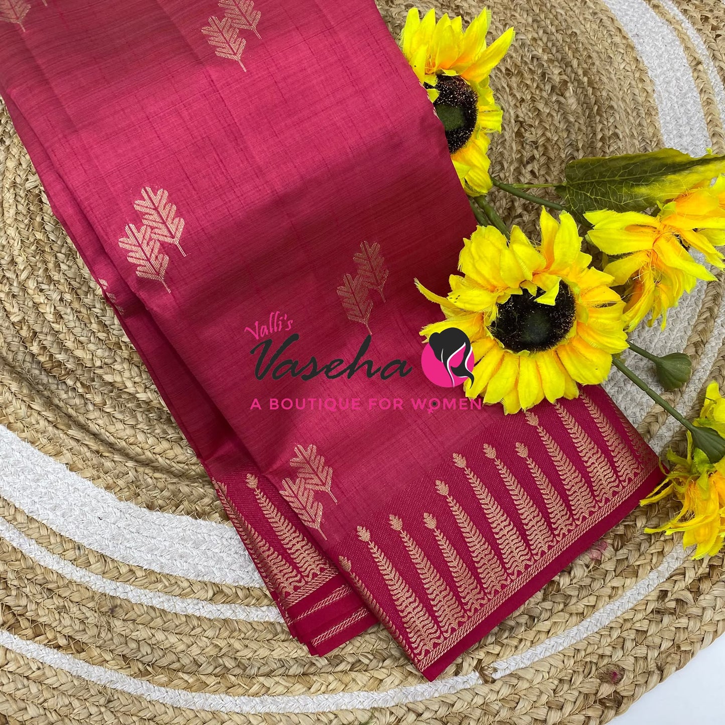Semi Tussar Silk Saree | Dark Pink-shade |VVSTS050
