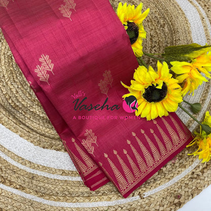 Semi Tussar Silk Saree | Dark Pink-shade |VVSTS050