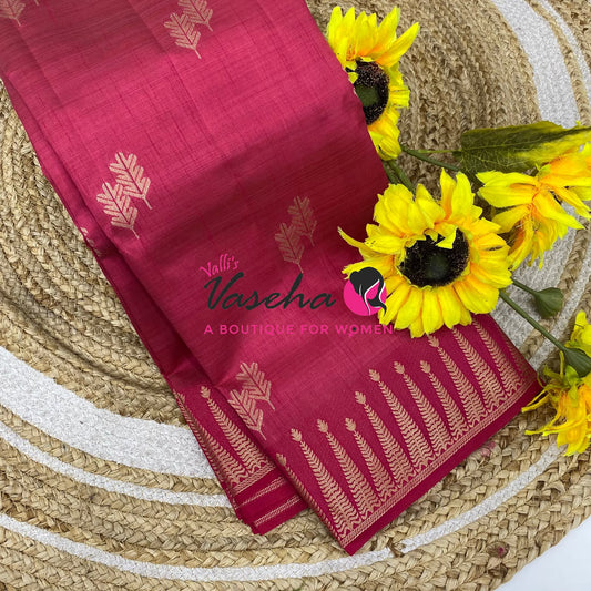 Semi Tussar Silk Saree | Dark Pink-shade |VVSTS050