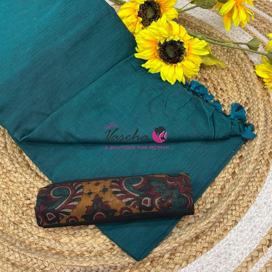 Kadhi Cotton Sarees with Kalamkari Blouse - VVKCK002