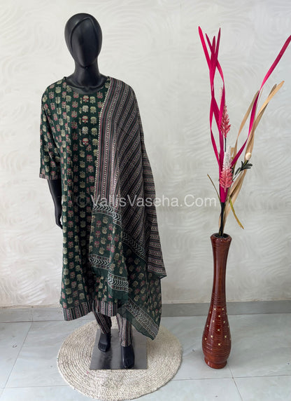 Ready Made - Anarkali - Salwar, Kameez & Duppatta(3pc)- Printed Cotton - VVAS006