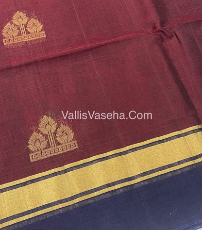 Kora Silk Saree - SICO - Maroon With Blue Shade  - VVKS002