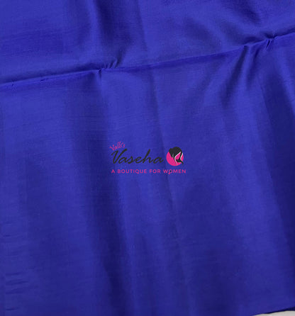 Pure Soft Silk Saree - (1.75 Warp) Shade Of Blue & Blue Combo - VVPSS064