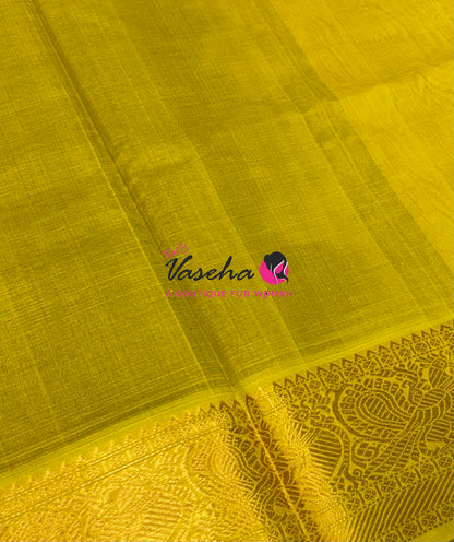 Pure Silk Cotton Saree - Vairavoosi Checks - Mayil & Chakkaram - VVMCV001