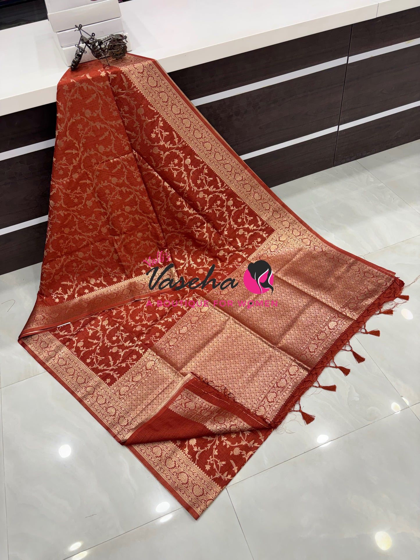 Banarasi - Heritage Silk - Semi Kathan Silk - Rust Orange  Shade- VVBHS001