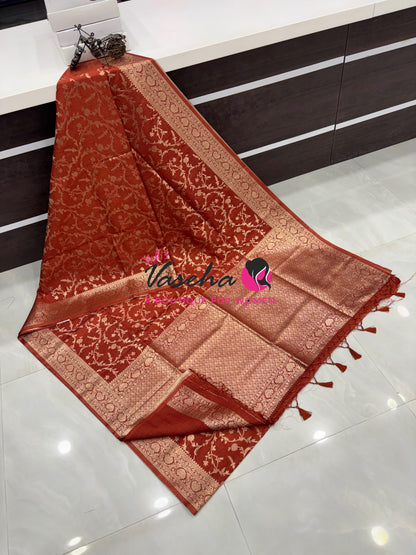 Banarasi - Heritage Silk - Semi Kathan Silk - Rust Orange  Shade- VVBHS001