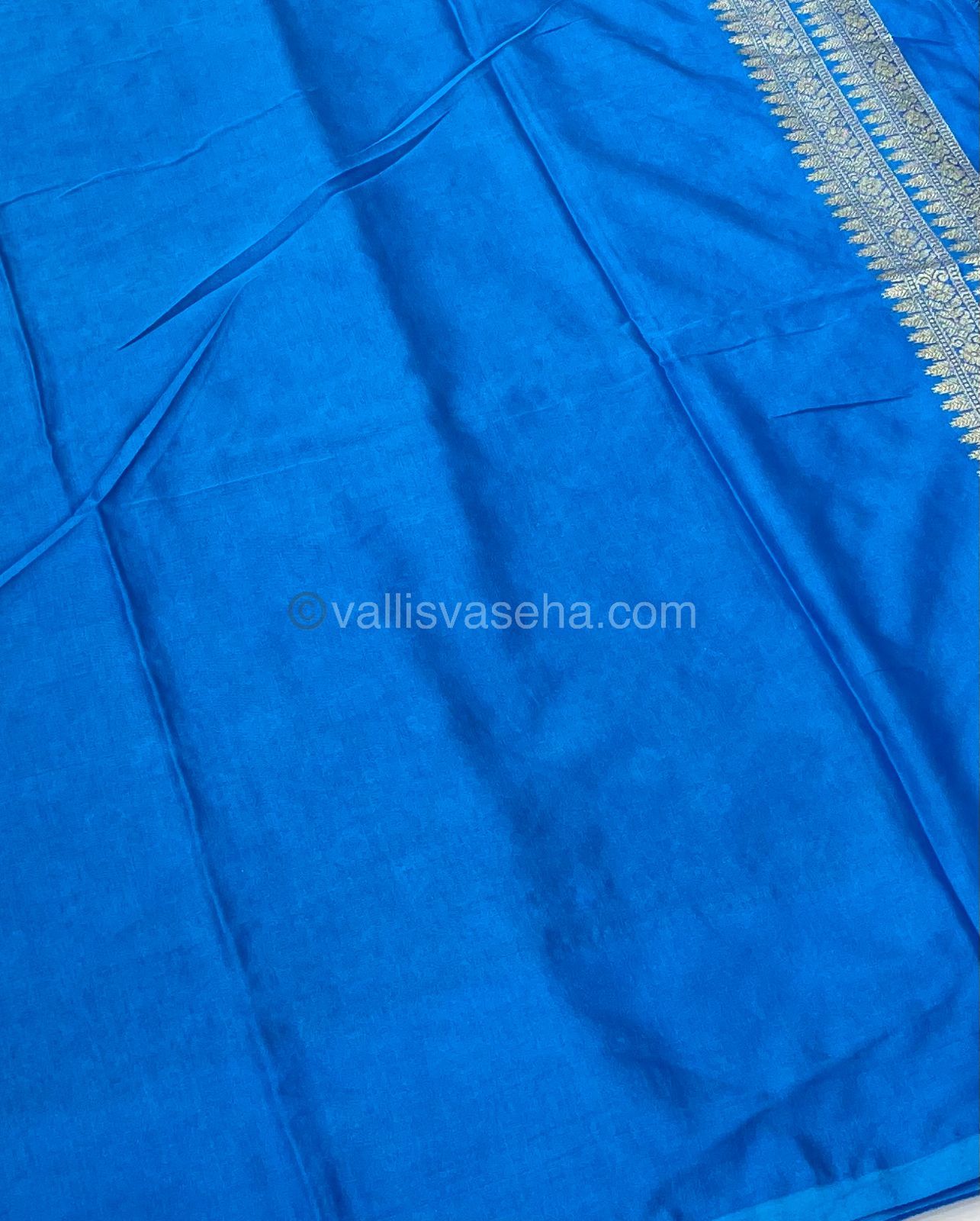 Banarasi - Premium Kathan Silk Saree - Blue with Light Blue - VVPKS002