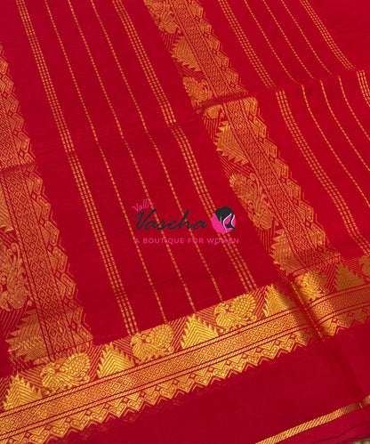 Pure Silk Cotton Saree - Maroon & Red Shade - VVPSC016