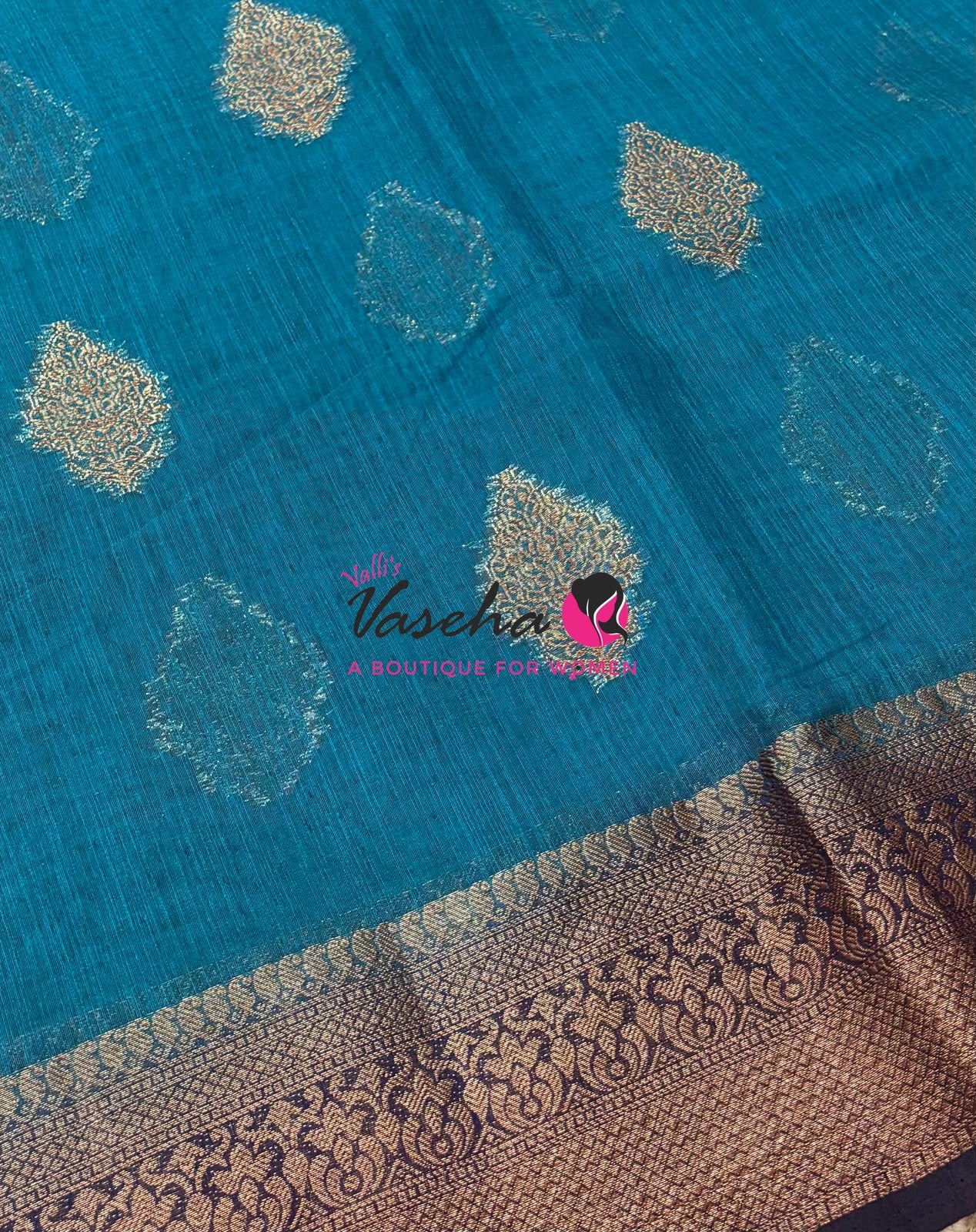Bamboo Silk Saree - Blue with Blue Shade - VVBSS018