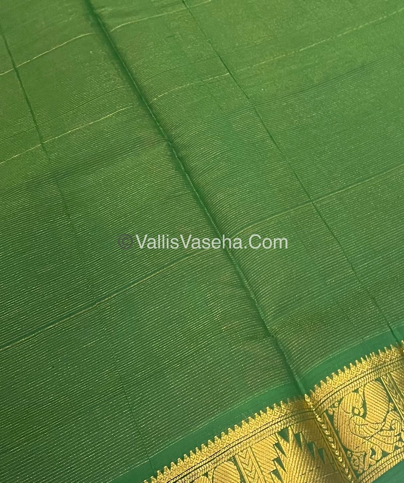 Semi Silk Cotton Saree - Red With Green  Shade - VVSSC008