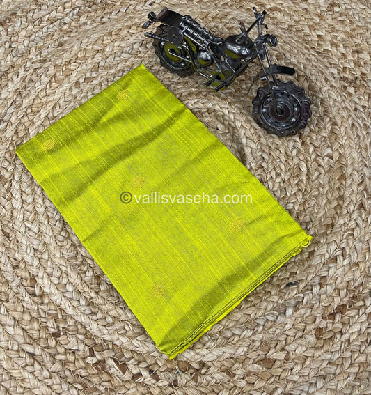 Blouse Bit - Raw Silk Material - Lemon Green Shade - Butta Design - 1mtr - VVRSB001