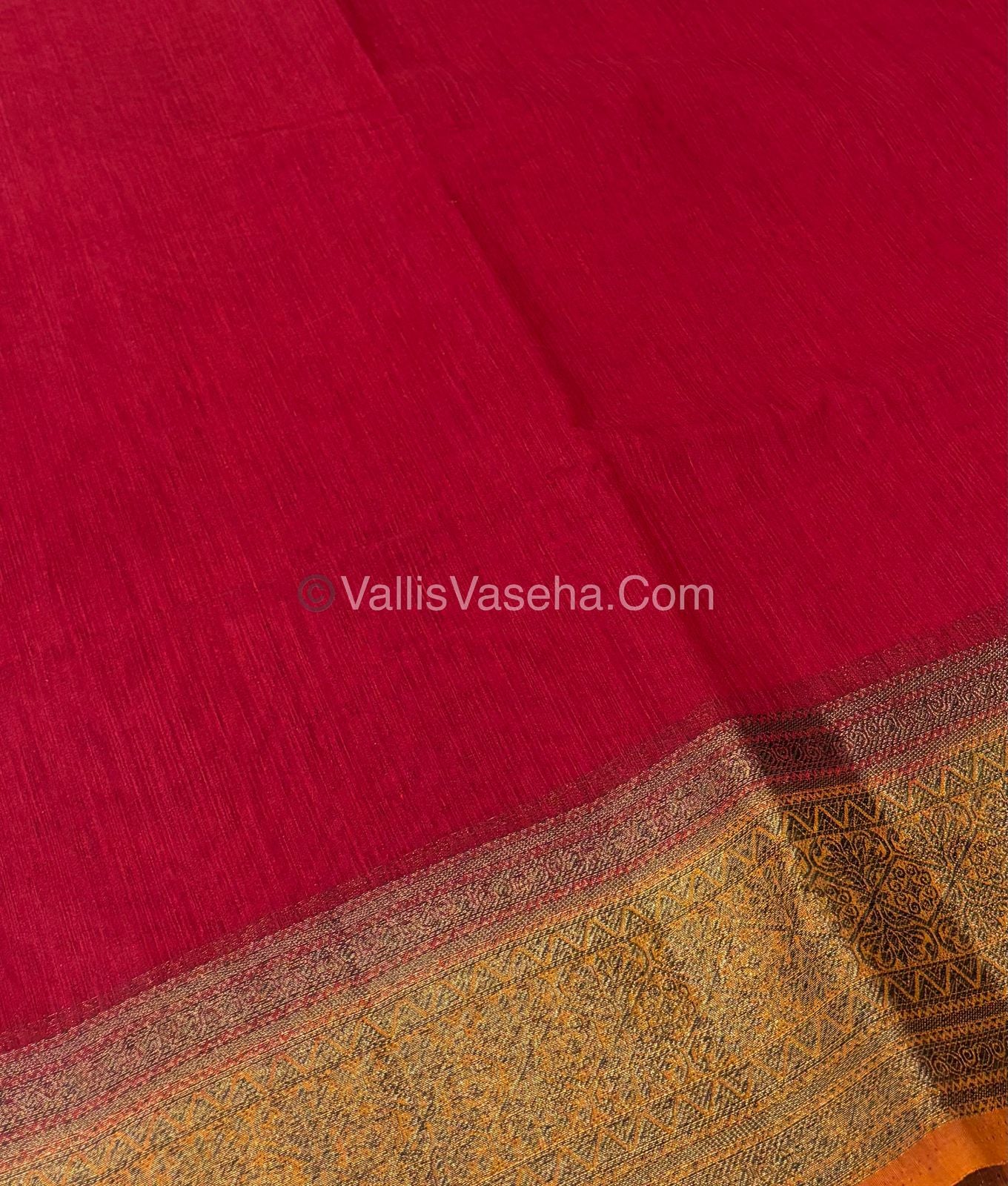 Bamboo Silk Saree - Red With Mustard Yellow Shade - VVBSS006