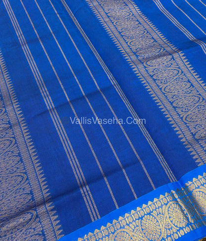 Semi Silk Cotton Saree - Navy Blue With Blue Shade - VVSSC007