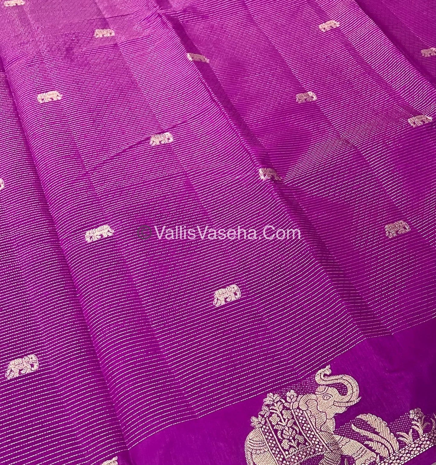Semi Tussar Silk - Vairavoosi & Elephant Design - Purplish Pink shade-VVSTS019
