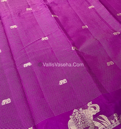 Semi Tussar Silk - Vairavoosi & Elephant Design - Purplish Pink shade-VVSTS019