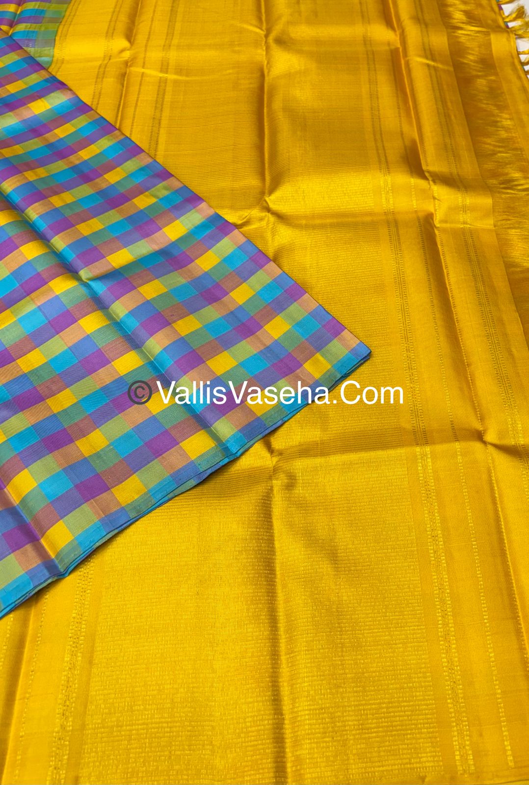 Pure Kanchipuram Silk Saree | Pazhum Pazhamum Checks | VVPS017