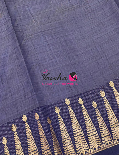 Semi Tussar Silk Saree | Navy Blue  Shade |VVSTS050