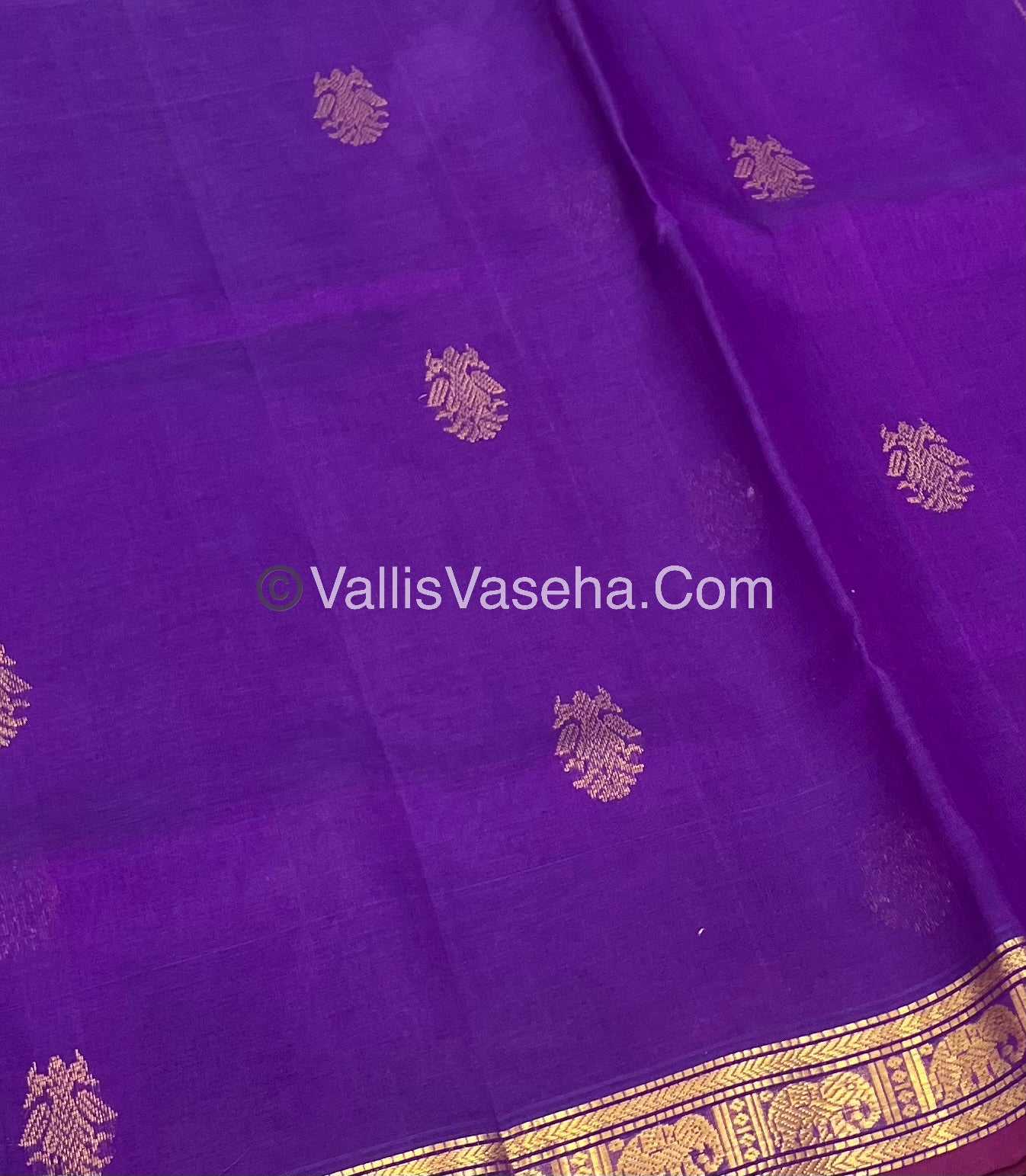 Pure Silk Cotton Saree - Retta Mayil Design - Purple Shade - VVRMS001