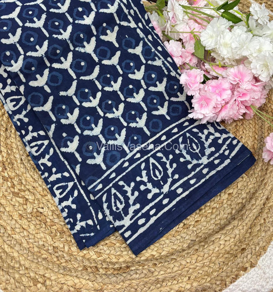 Pure Soft Mul Mul Cotton Sarees - Hand Block Prints - VVMMC006