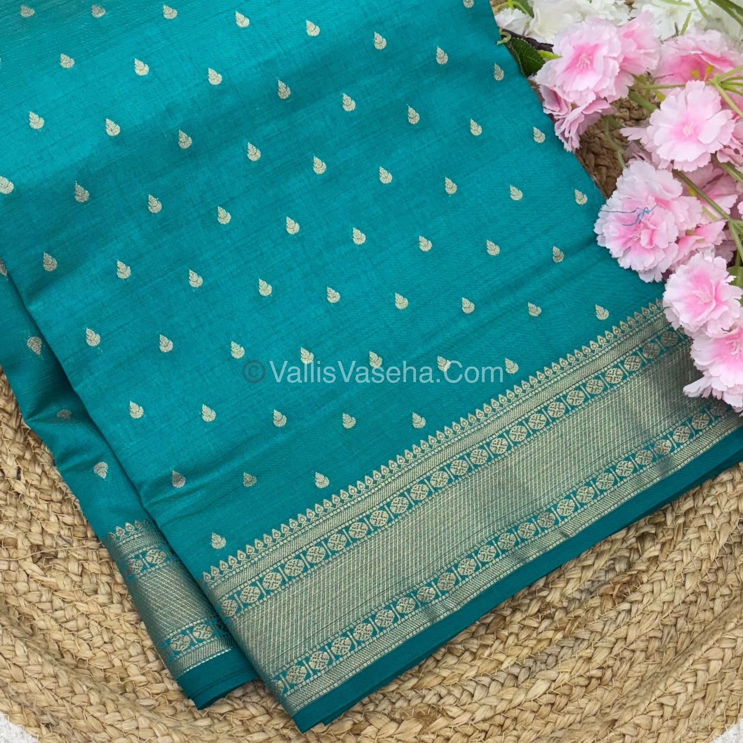 Semi Tussar Silk - Grand Pallu Ramar Blue Shade - VVSTS023