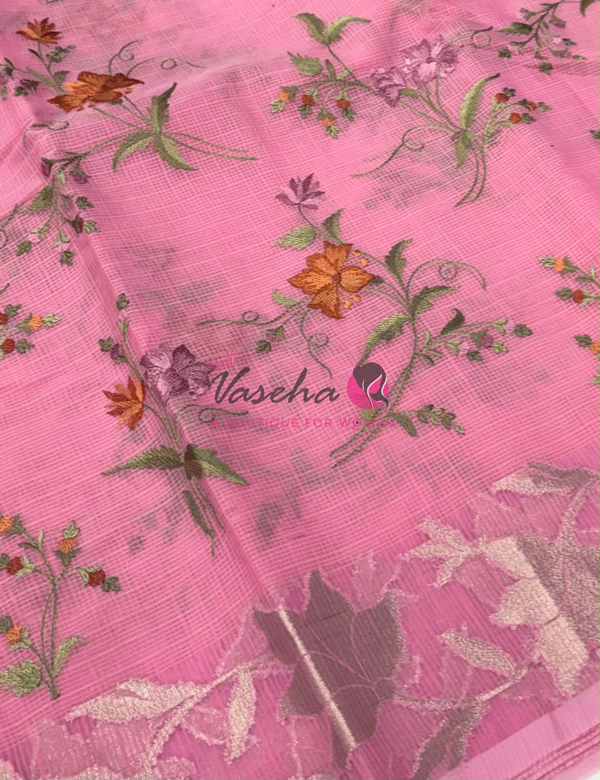 Kota Saree - Embroidery Weaving - Green Shade - VVKES001
