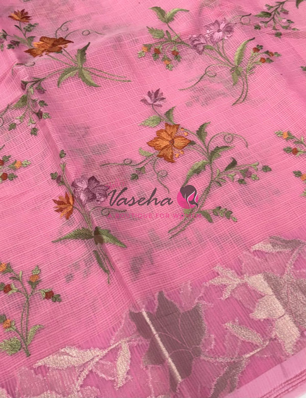 Kota Saree - Embroidery Weaving - Green Shade - VVKES001