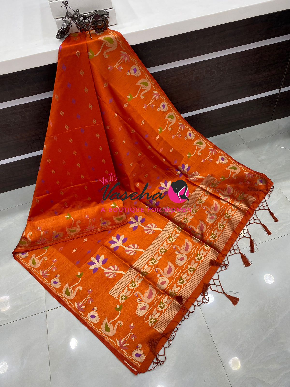 Banarasi - Heritage Meenakari Silk - Orange Shade - VVBHS013