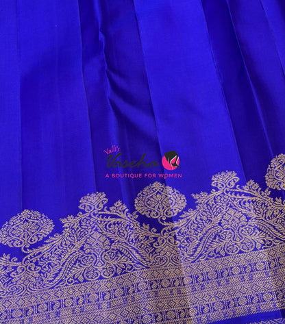 Pure Kanchipuram Silk Saree - Royal Blue - VVPS084