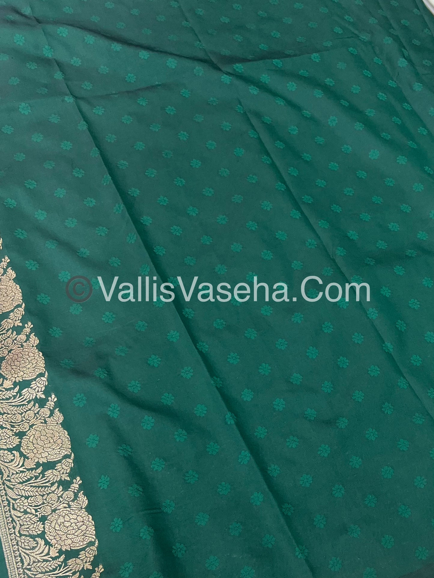 Semi Soft Silk with Border - Green Shade  -VVSSS012