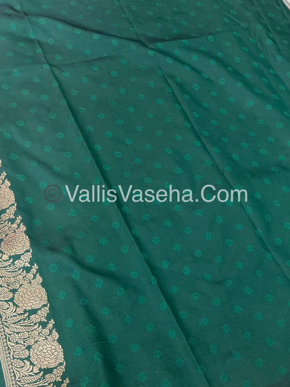 Semi Soft Silk with Border - Green Shade  -VVSSS012