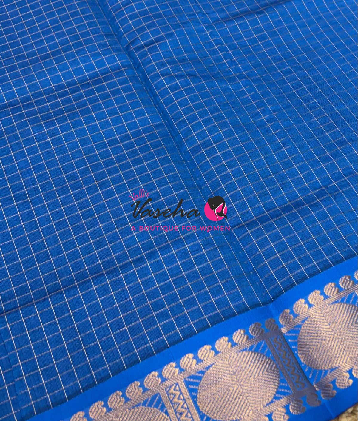 Semi Silk Cotton Saree - Checks Pattern - VVSSC019