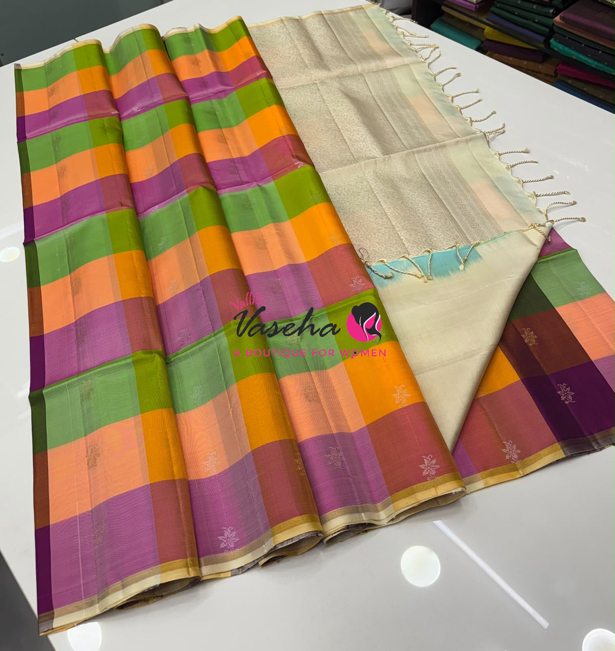 Pure Soft Silk Saree  - Pazhum Pazhamum Checks - VVPSS092