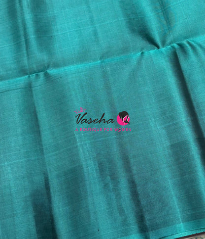 Pure Soft Silk Saree  - Vairavoosi Pattern - Purplish Pink With Blue - VVPSS095