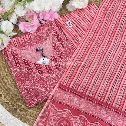 Ready Made - Anarkali - Salwar, Kameez & Duppatta(3pc)- Printed Cotton - VVAS004