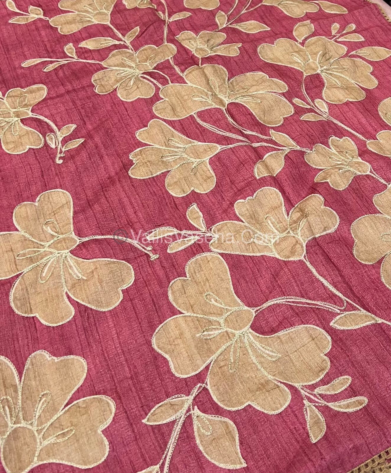 Semi Raw Silk with embroidery work - VVSRS001