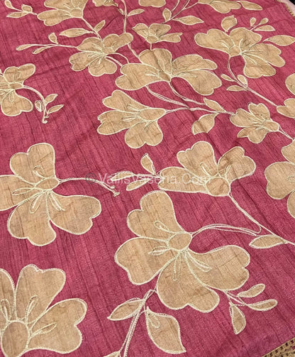 Semi Raw Silk with embroidery work - VVSRS001