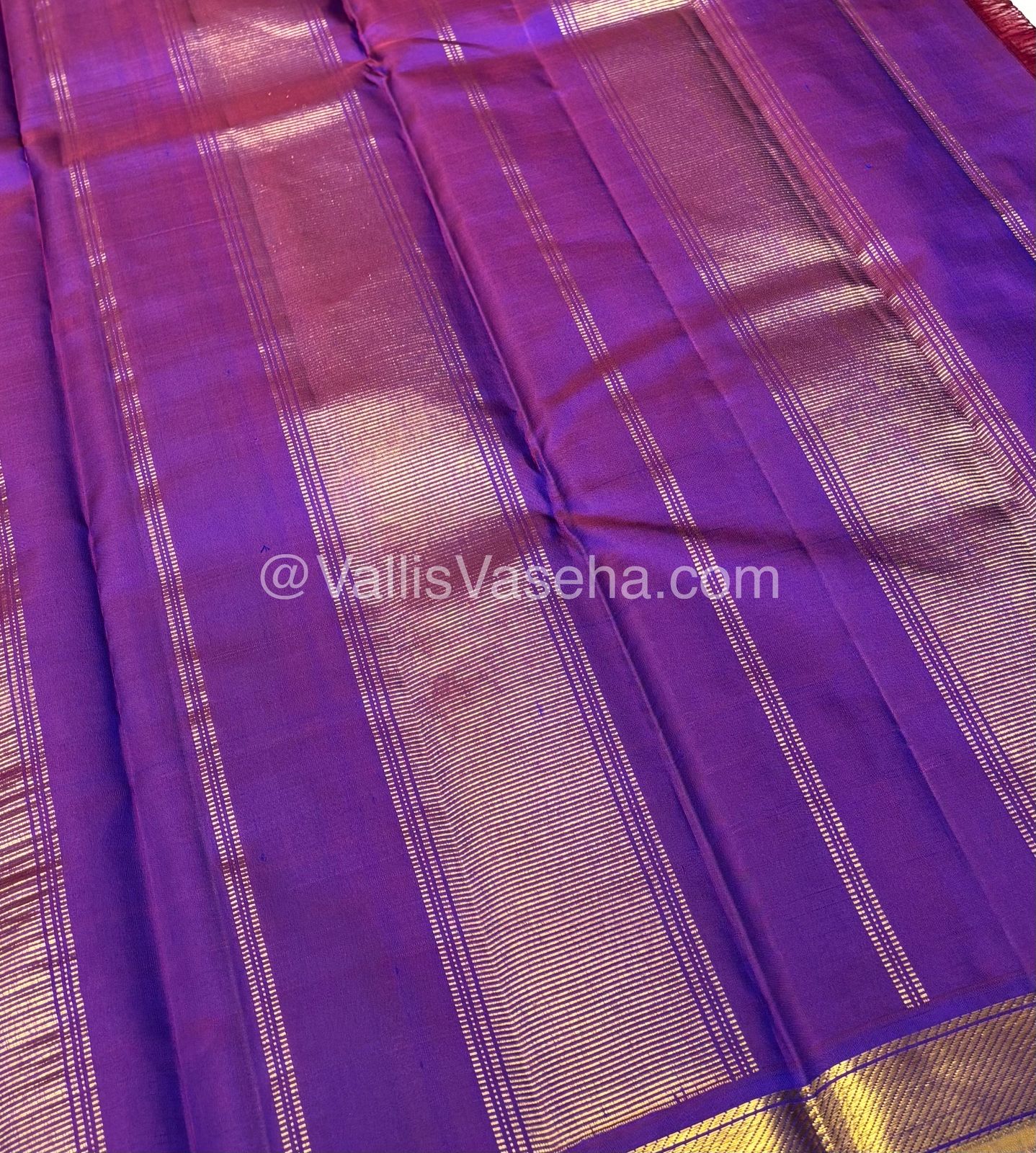 Pure Kanchipuram Silk Saree - Blue & Purplish Pink Combo - VVPS016