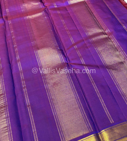 Pure Kanchipuram Silk Saree - Blue & Purplish Pink Combo - VVPS016