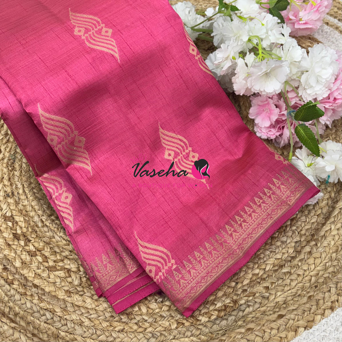 Semi Tussar Silk Saree | Peach Shade |VVSTS072