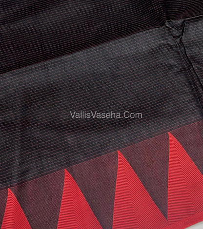 Semi Raw Silk - Black With Red Shade - VVRS006