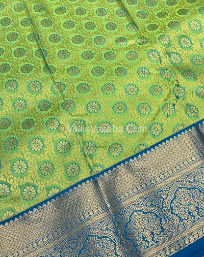 Semi Bridal Kanchipuram Silk - Green With Blue Shade  - VVSBK001