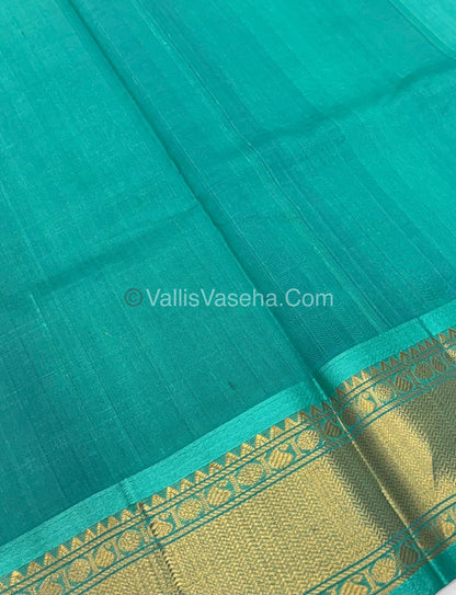 Pure Korvai Silk Cotton - Checks Pattern - Blue with Blue Shade  - VVKSC035